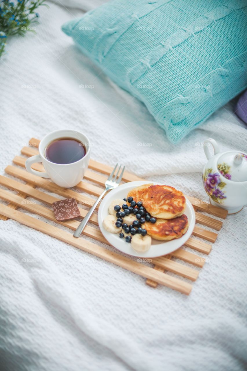 Morning breakfast in bed