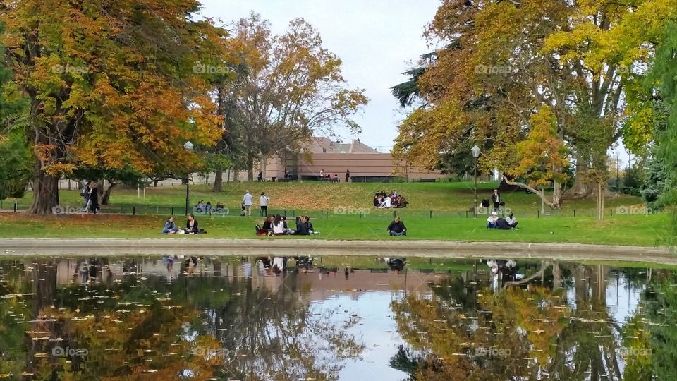 Young people are hanging out in the city center of Montpellier