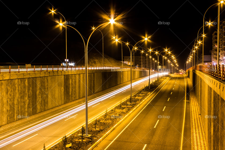 Very beautiful city lights and overpass