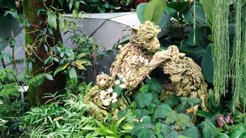 Monkey art. Plants, a green artistic tool.