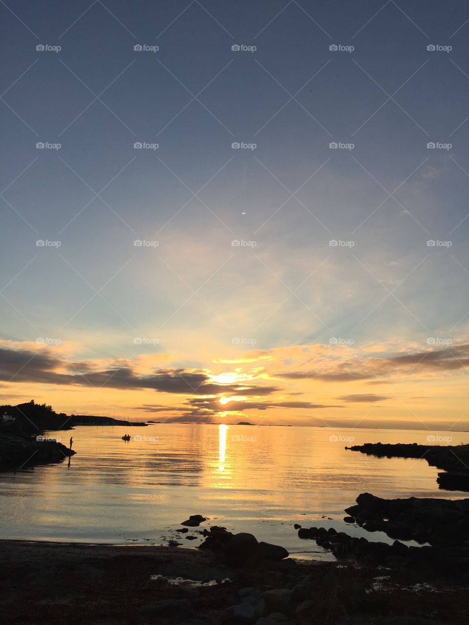 Sunset at idyllic lake in norway