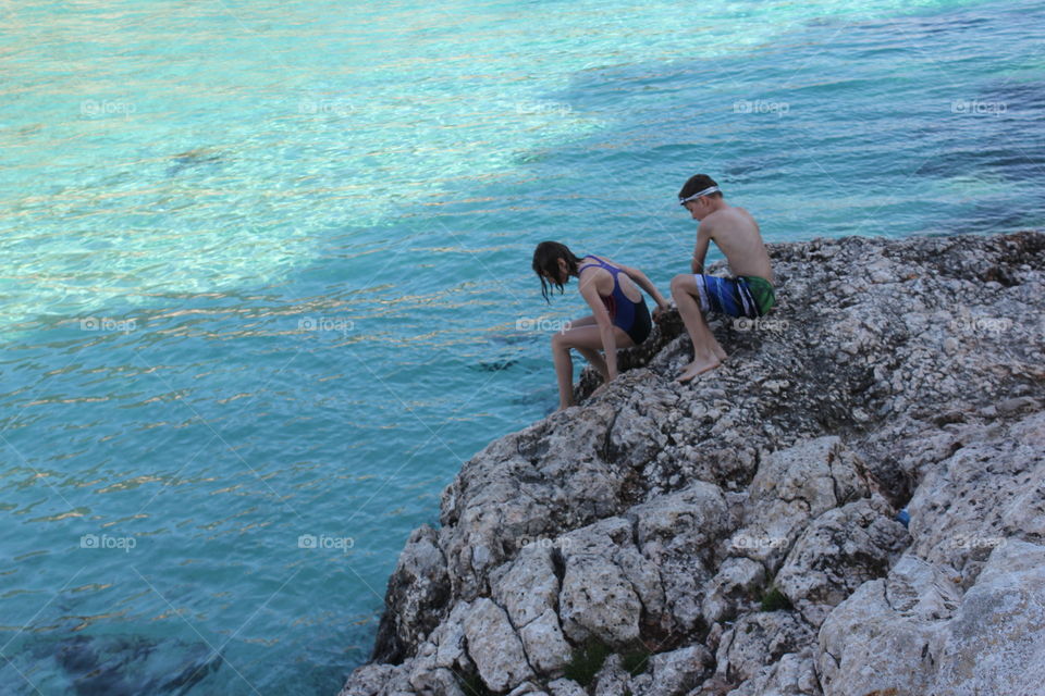 Kids about to go in for a dip 