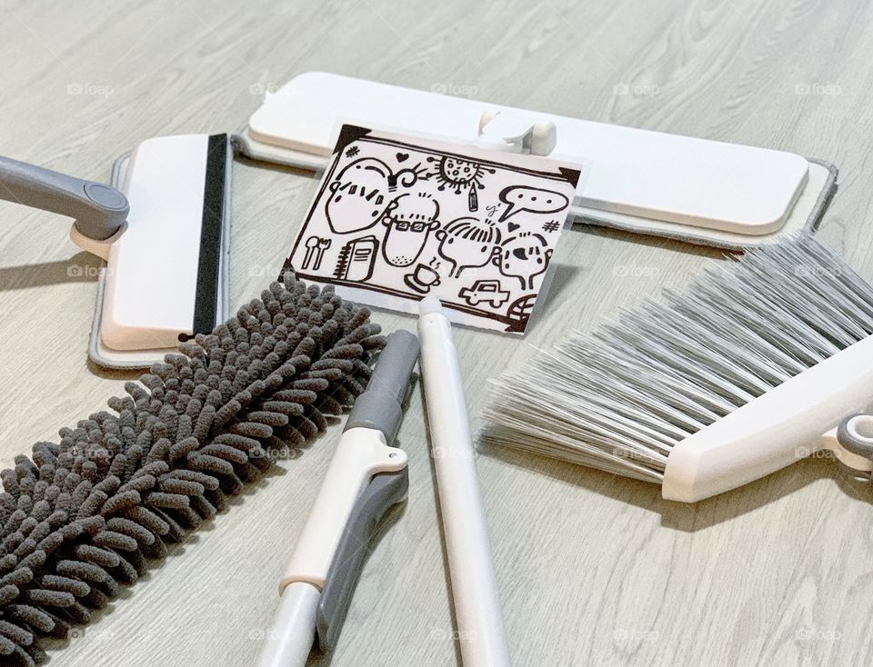 Home and household cleaning kit tools for the family 