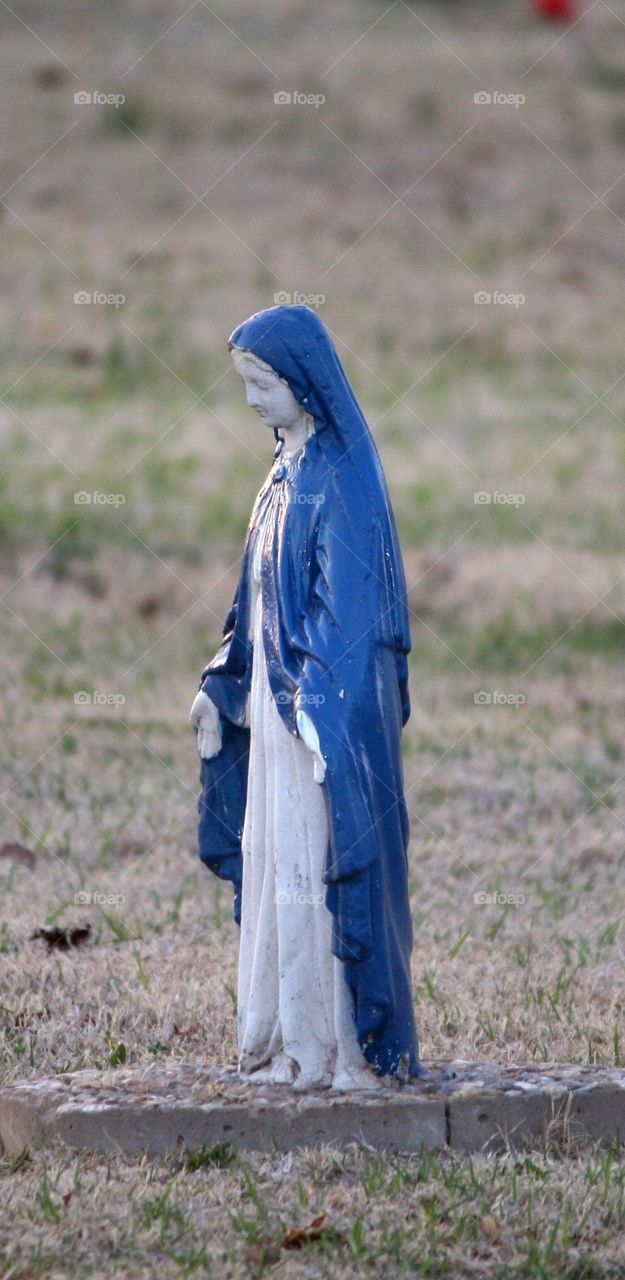 Mother Mary in blue statue