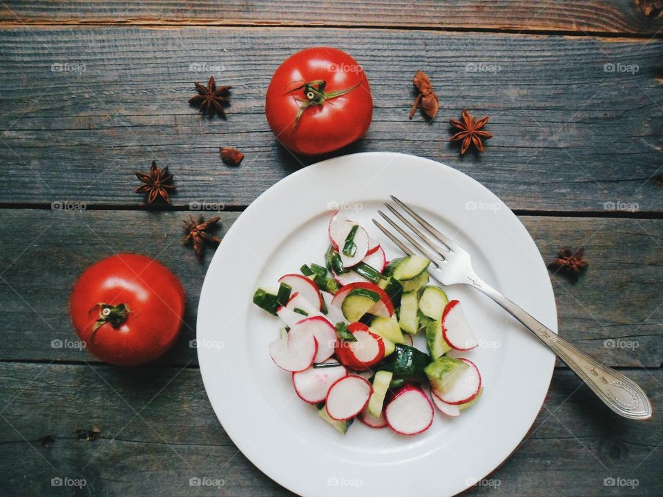 vegetable salad and tomatoes