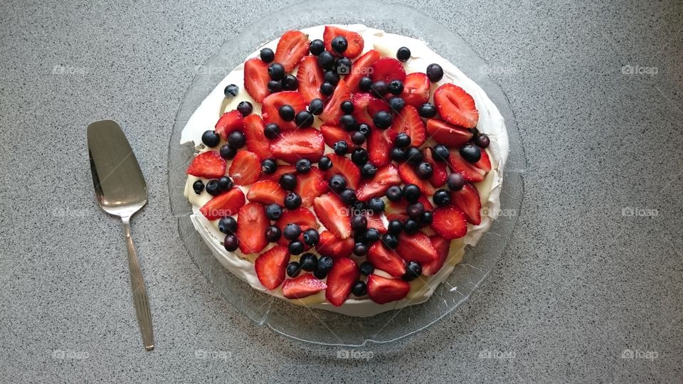 Pavlova on grey background