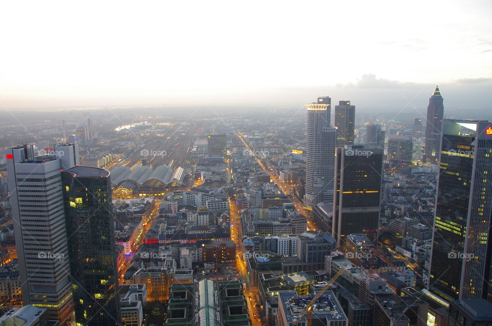 Frankfurt City Skyline during sunset