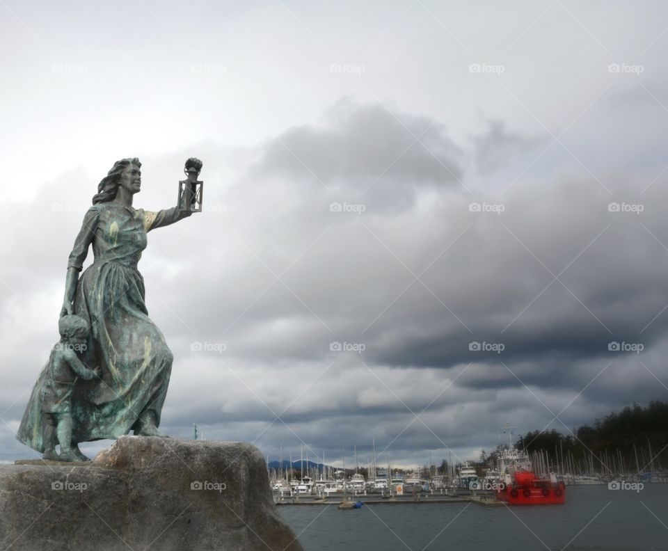 Lady of the Sea statue at Seafarer Memorial Park, Cap Sante, Anacortes, Washington. Dedicated to all of the people lost at sea.