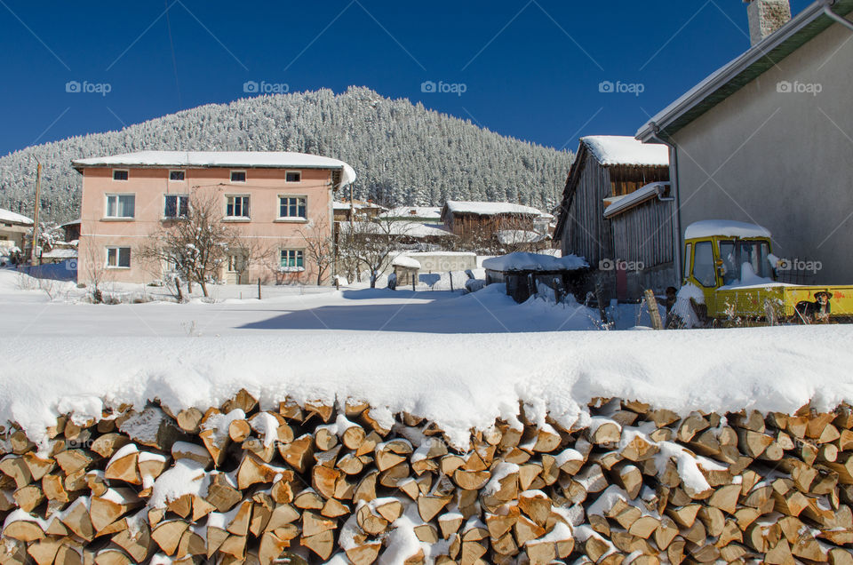 Winter landscape, Ravnogor Village, Bulgaria