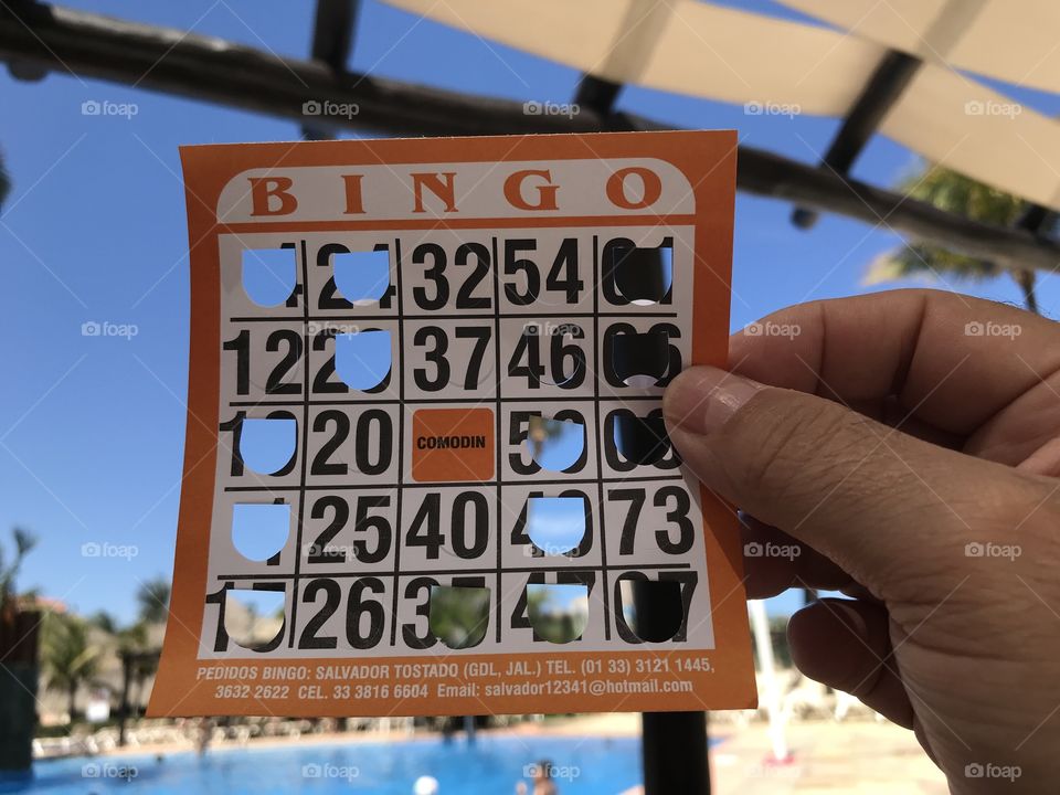 Beach poolside bingo board