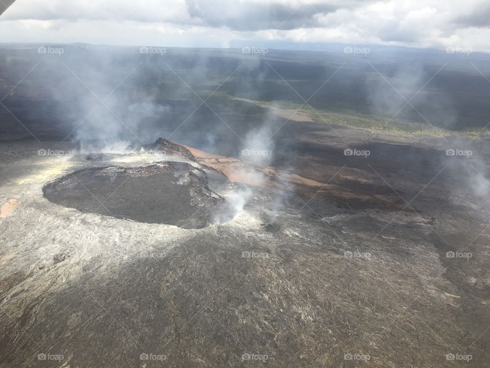 Aerial view of crater