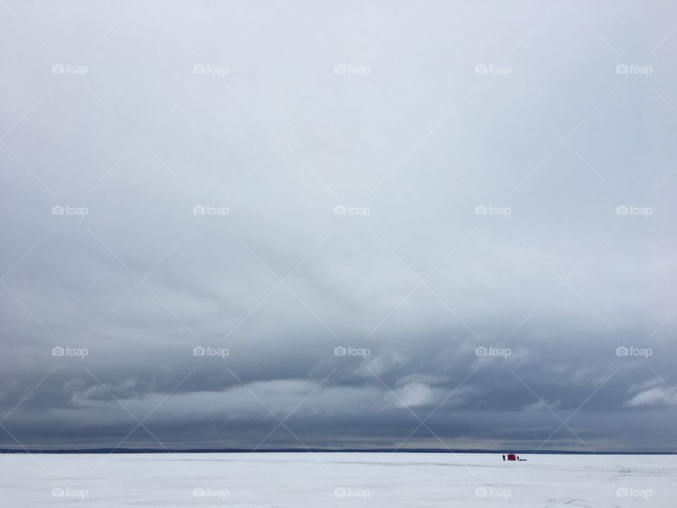 ice fishing on lake nipissing ontario canada