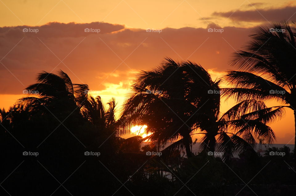 Sunset at Poipu Beach, Kauai. 