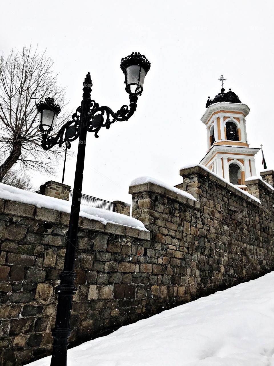 Deep snow near the church