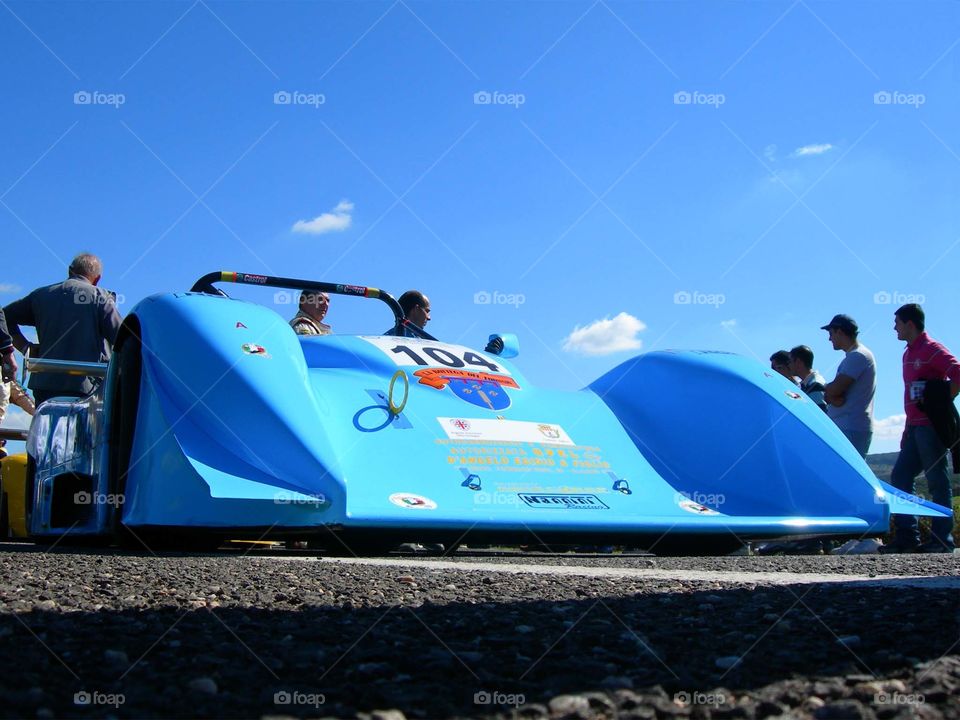 blue race car of sardinian cronoscalata alghero scala piccada