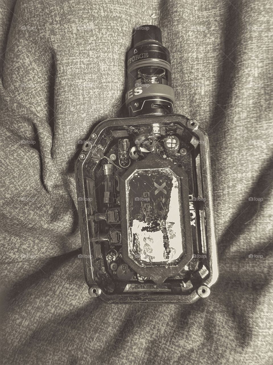 my vape in sepia tone