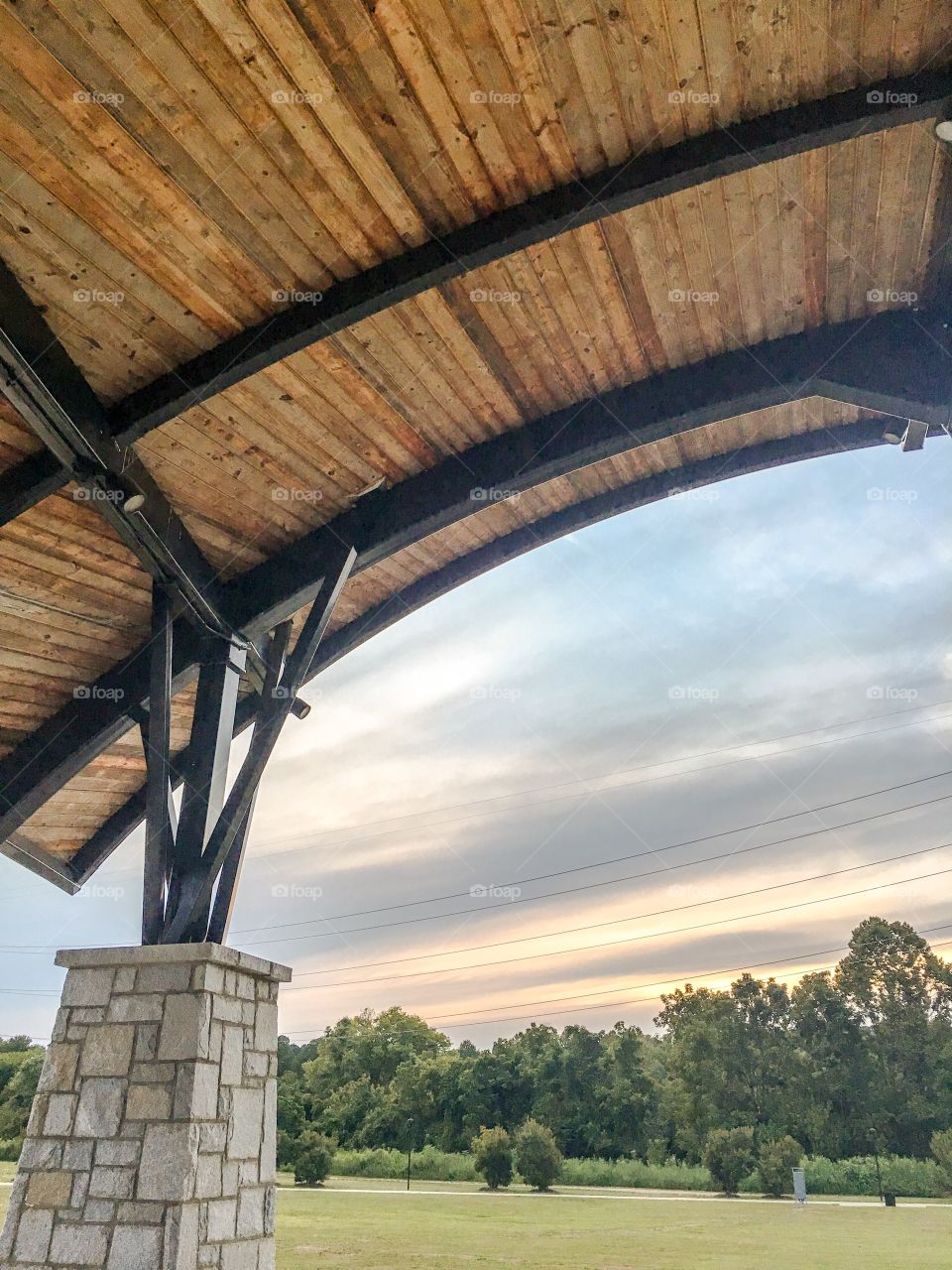 Bandshell w stone column