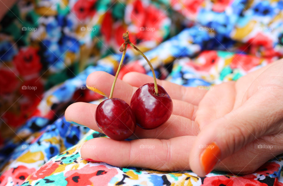 Colorful summer, cherry in my hand 3