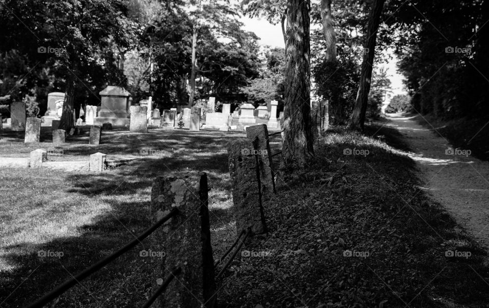 Old graveyard next to path 