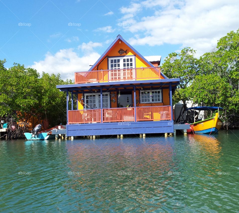 House on the water at La Parguera, in Lajas, Puerto Rico