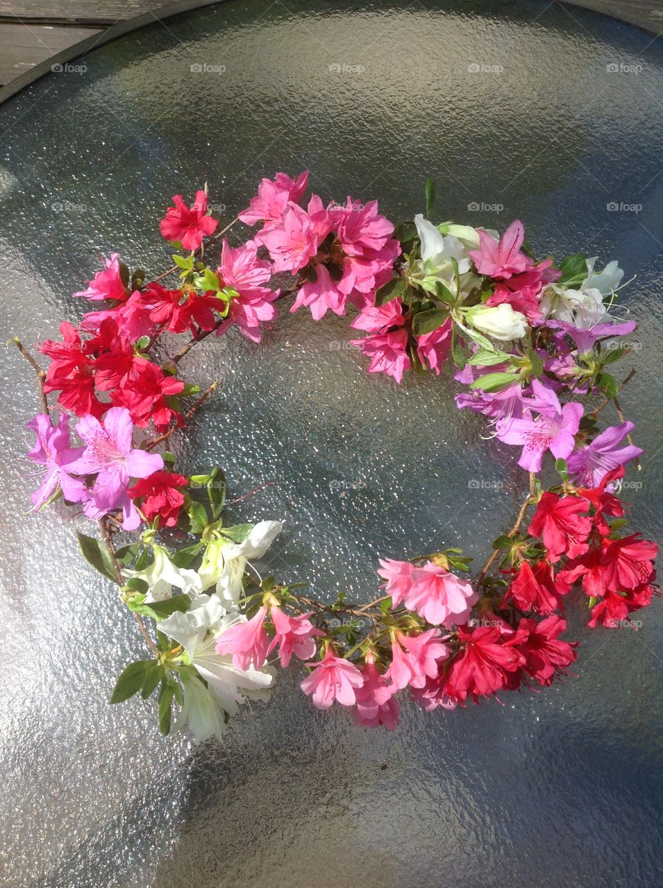 A photo of a handmade beautiful Spring flower crown.