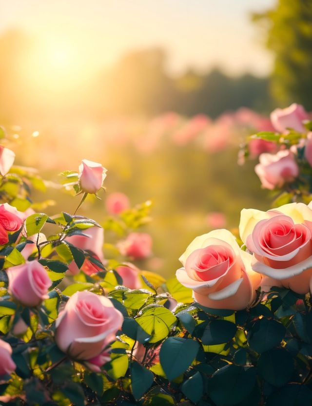 beautiful roses photography with sunrise