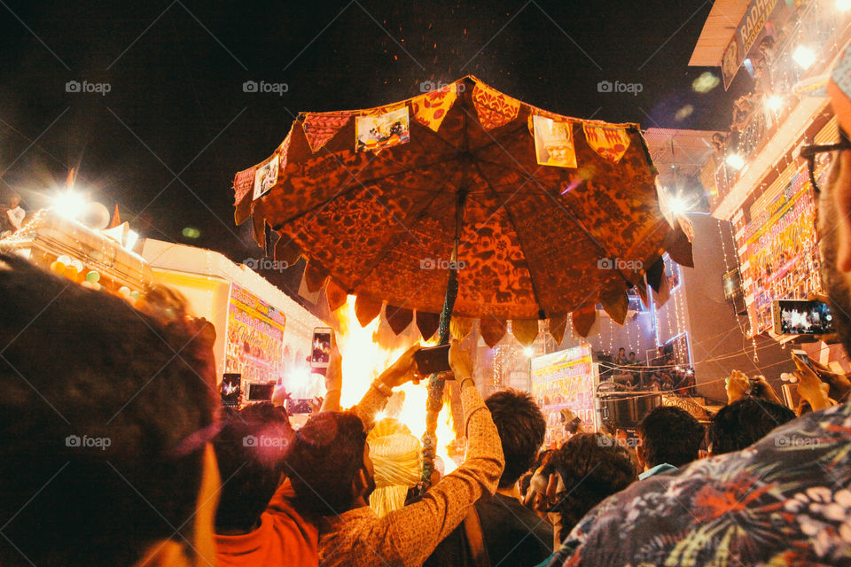 The first night of Holi festival, in Pushkar, India