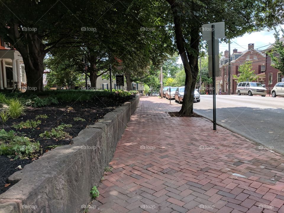 Brick sidewalk in Lancaster City, Pennsylvania