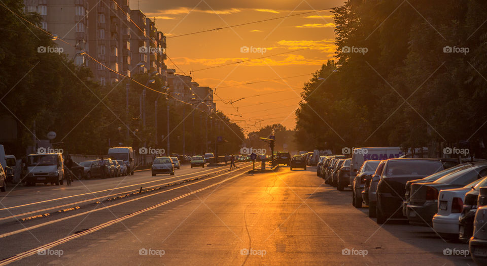 Sunset in the city