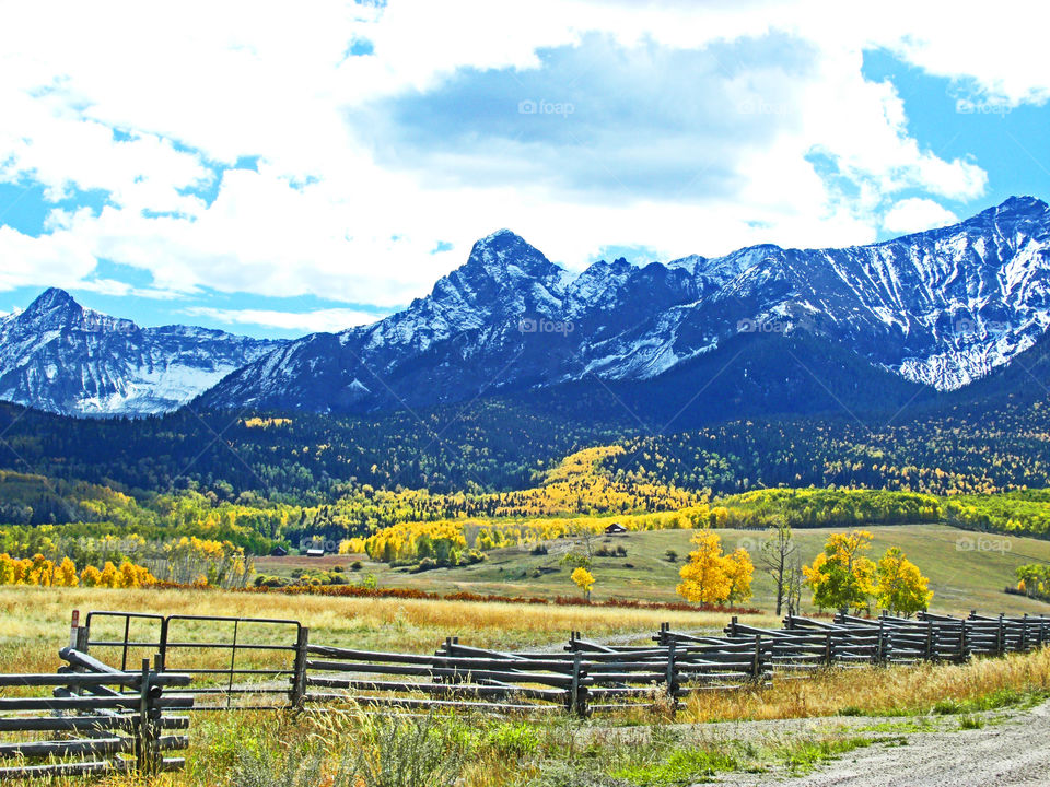 Snow capped mts near Telluride in the fall 