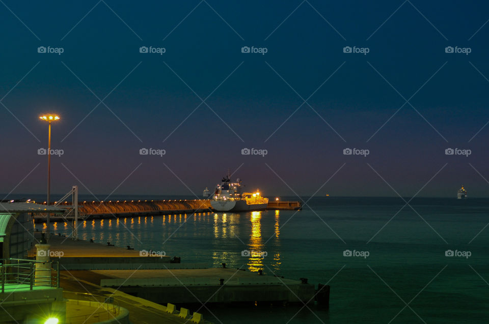 Morning sea in Malaga port 