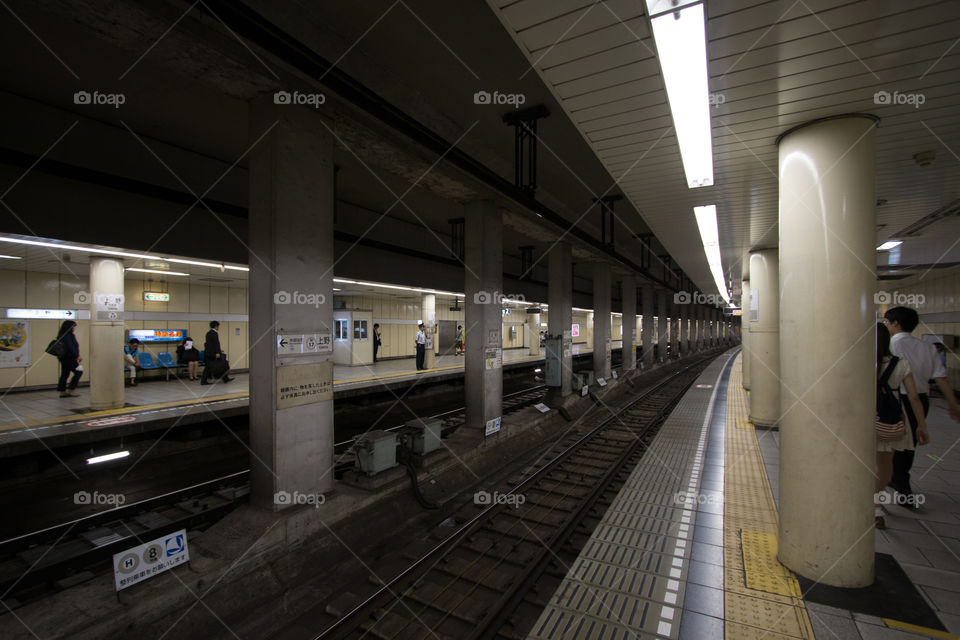 Inside subway railway in Tokyo Japan