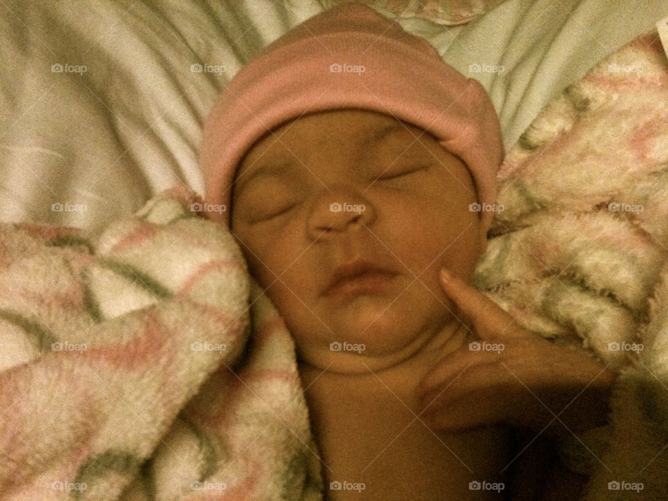 Newborn girl dreaming