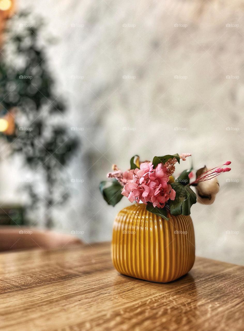 A bouquet in a vase on the table