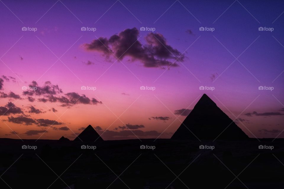 The Great Pyramid of Giza on very beautiful twilight sky backgroung