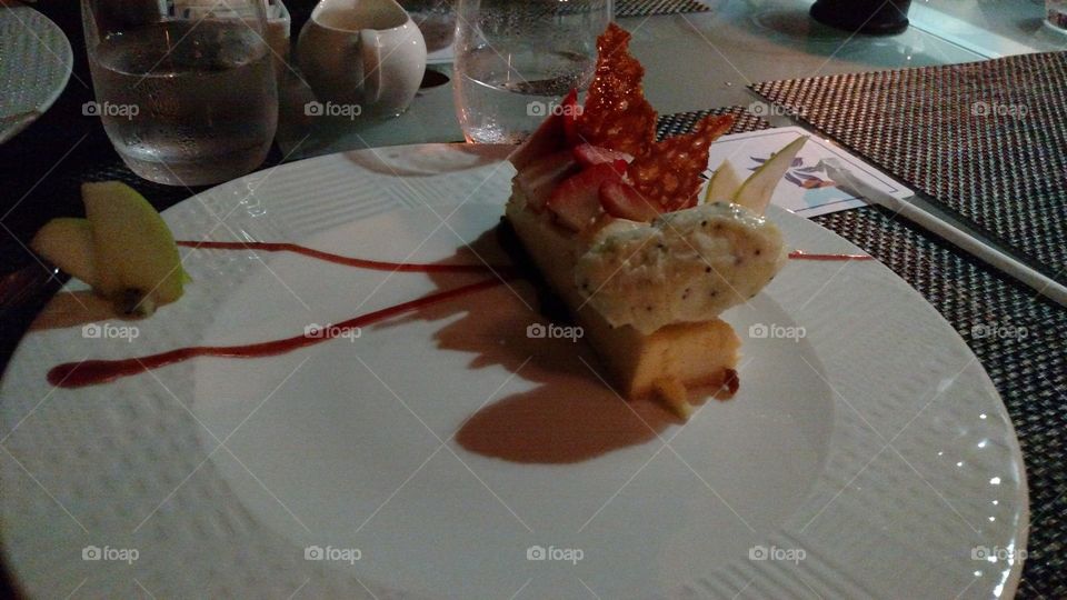 Fancy Cheesecake. A cheesecake dessert on a Mexican vacation in Puerto Vallarta