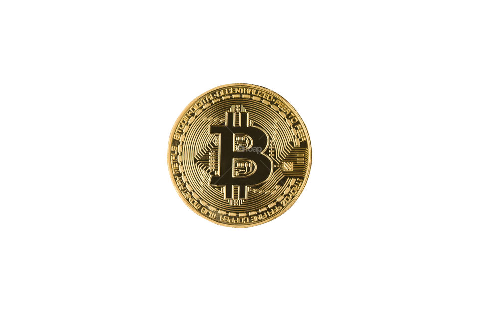 Bitcoin Isolated on white background.  close up