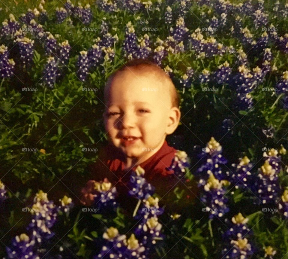 In the blue bonnets 