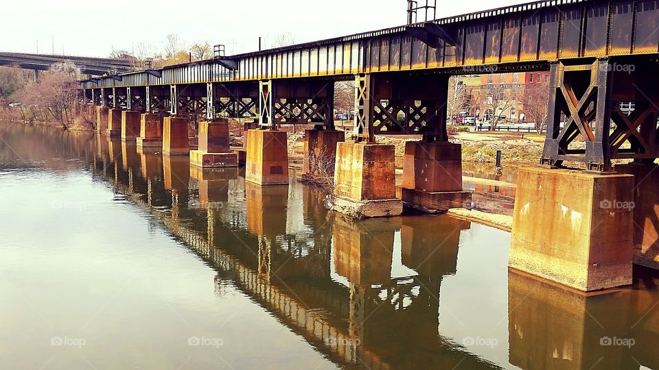 Reflection on a bridge