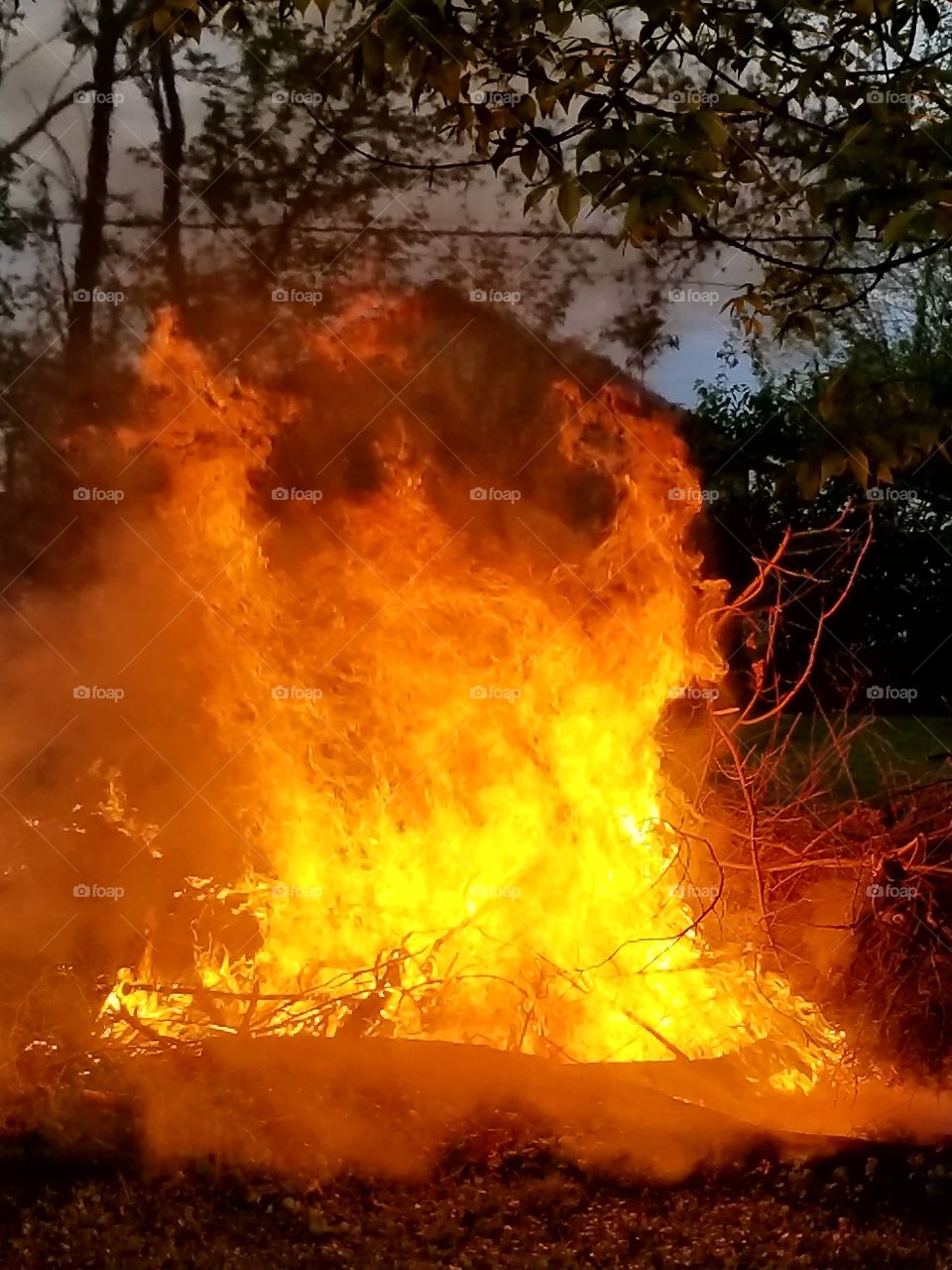 Bonfire in the backyard,  legally burning yard debris
