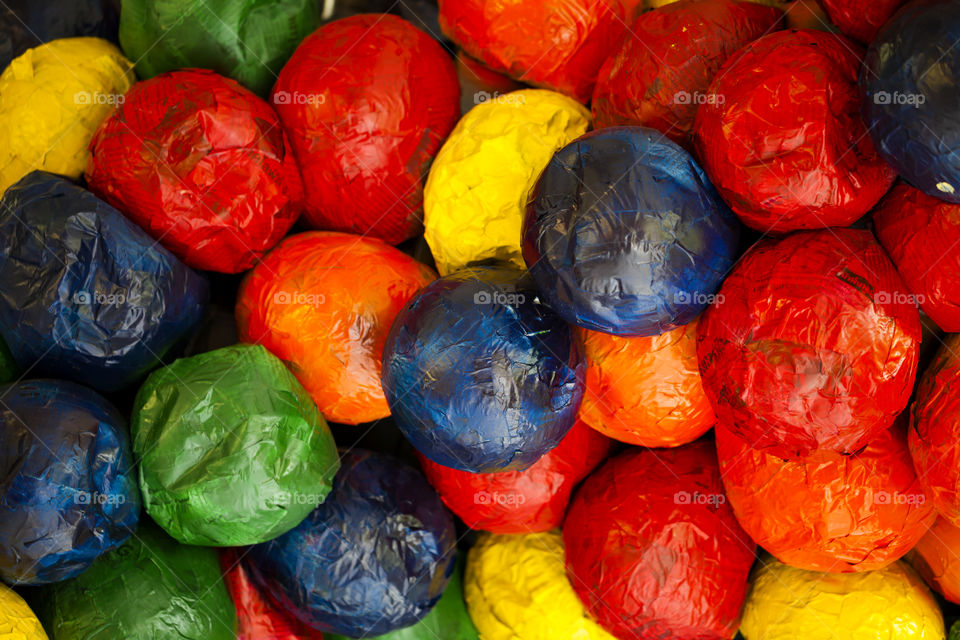 High angle view of paper balls