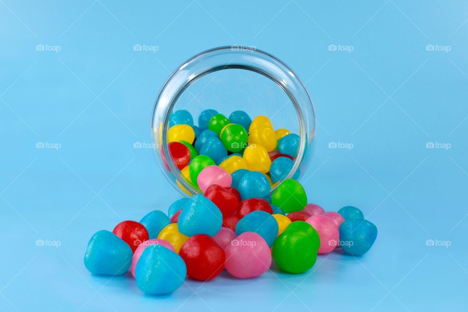 candies pouring of a jar