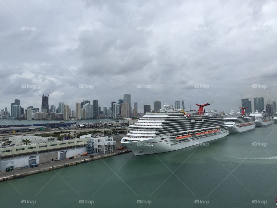 Cruise ships at port of Miami