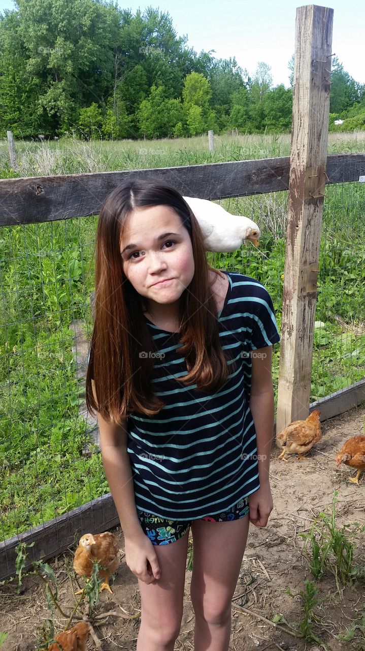 Chicken whisperer. my daughter, the chicken whisperer