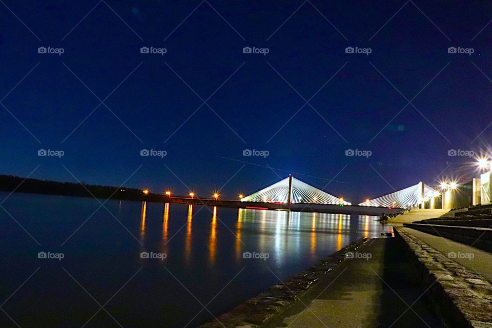 Mississippi River bridge in Cape Girardeau at night adds a  lot of color to the night