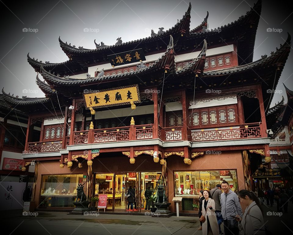Traditional Chinese architecture seen at Yu Garden, Shanghai, China.