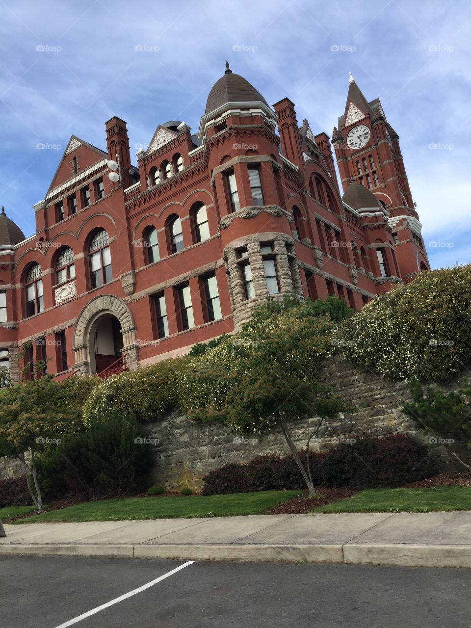 Building. Tower with clock.