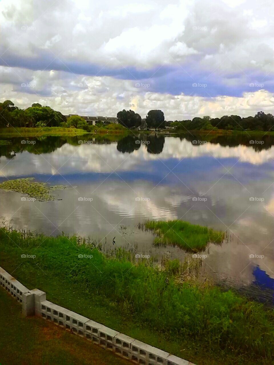 beautiful clouds and lake reflections