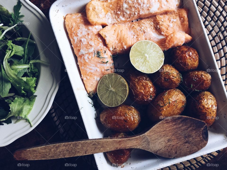 Roasted salmon ready to eat