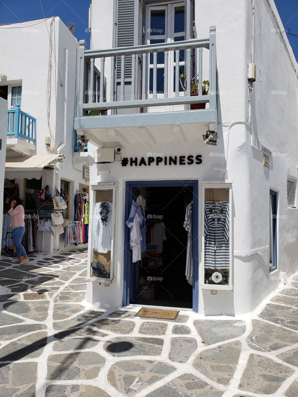 Clothing shop in Santorini, Greece by Perissa Beach #happiness